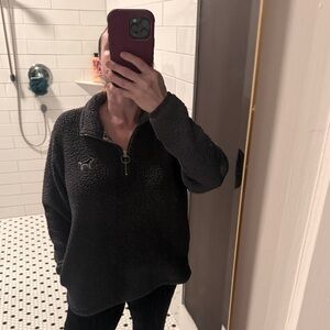 Victoria's Secret Charcoal Sherpa Quarter-Zip Sweater Size Small